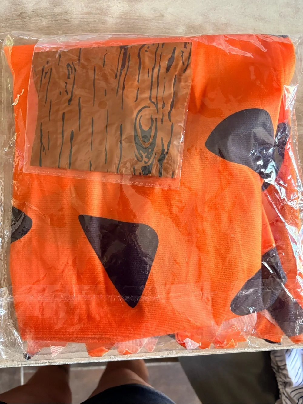 Men’s Orange Flintstone cave man Costume with Blue Tie